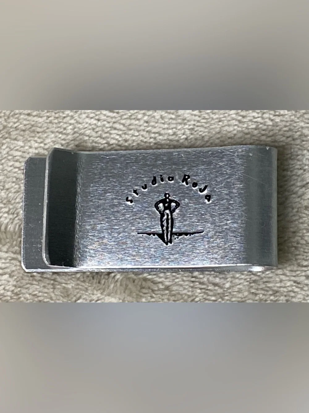 Studio Roja Mensch Silver Toned Engraved Money Clip Aluminum?